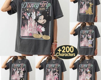 Camisetas familiares retro de viaje a Disney 2026, camiseta de vacaciones familiares de Disney 2026, camiseta de viaje al castillo de Disney, camiseta de viaje a Disney 2026, camiseta con nombre personalizado