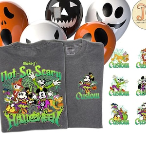 vintage Mickey&#39;s pas si effrayant fête d&#39;Halloween 2025 chemise squelette tous les personnages, chemise Halloween Disney, chemise groupe Halloween Disney 2025