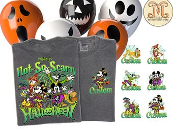 Vintage Mickey's Not So Scary Halloween-feest 2025 alle personages skeletshirt, Disney Halloween-shirt, 2025 Halloween Disney-groepsshirt