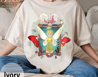 Camisa vintage de los años 90 con colores cómodos de Campanilla de Disney, camisa vintage de Campanilla, camisa de Peter Pan, camisa mágica de hadas, camisas de viaje a Disneyworld