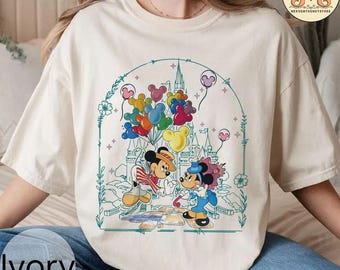Vintage Mickey and Minnie Balloon Shirt, Retro Disney Valentine T-Shirt Mickey Balloons Tee, Disney Couple Shirt Disney Trip 2025 Shirt
