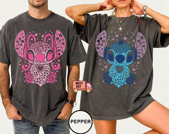 Retro Stitch Flower Shirt, Retro Stitch Flower Shirt, Disney Matching Shirt, Disney Characters Shirt, Disney Couple Shirt, Disney 2025 Shirt