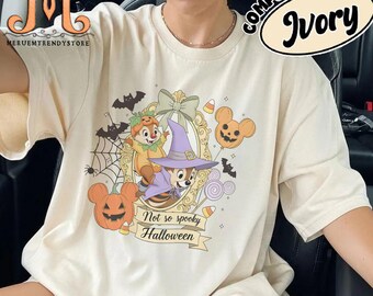 Camiseta de Halloween de Chip y Dale con acuarela: Camiseta de fiesta de Mickey no tan aterradora