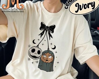 Pumpkin Jack and Sally Halloween Shirt: Spooky Coquette Comfort Colors Tee
