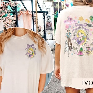Coquette Bows Watercolor Disney Princess Rapunzel Shirt, Customize Tiana Ariel Elsa Rapunzel Belle Jasmine Tee, Magic Kingdom Family Trip