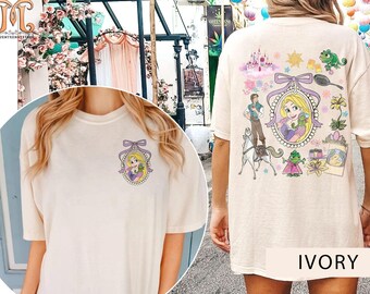 Coquette Bows Watercolor Disney Princess Rapunzel Shirt, Customize Tiana Ariel Elsa Rapunzel Belle Jasmine Tee, Magic Kingdom Family Trip