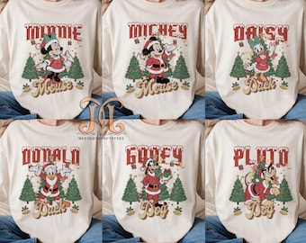 Retro Disney All Characters Christmas Shirt, Mickey and Friends Vintage Holiday Tee, Disney Family Christmas Trip 2025, Disney Vacation Xmas
