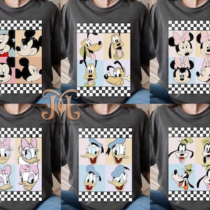 Retro Mickey and Friends Checkered Shirt, Disneyworld Family Vacation Shirts, Magic Kingdom Shirt Disneyland Family Trip Shirt, Disney Tee