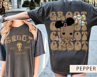 Two-sided I am Groot shirts, Vintage Retro Cute Groot Guardians of the galaxy shirts, Groot Disney shirts, WDW Disneyland Trip 2025 Shirts