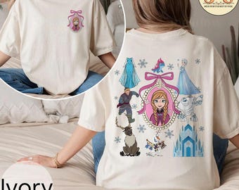 コケットボウズ 水彩画 ディズニープリンセス アナシャツ、カスタマイズ ティアナ アリエル エルサ ラプンツェル ベル ジャスミン Tシャツ、マジックキングダム ファミリー旅行