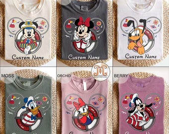 パーソナライズされたディズニークルーズミッキーと仲間のシャツ、ディズニーウィッシュファンタジーマジックワンダー2025Tシャツ、カスタムファミリークルーズグループマッチングシャツ