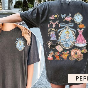 Coquette Bows Watercolor Disney Princess Cinderella Shirt, Customize Tiana Ariel Elsa Rapunzel Belle Jasmine Tee, Magic Kingdom Family Trip