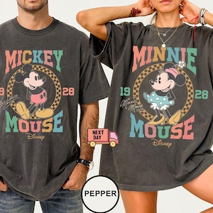 Vintage Mickey and Minnie Mouse Checkered 1928 Shirts