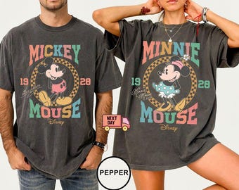 Vintage geruite Mickey en Minnie Mouse-shirts uit 1928