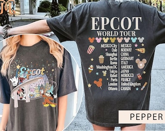 Vintage Disney Epcot World Tour-shirt, Drink Around The World-shirt, bijpassende T-shirt Disney World Family, Disneyworld Traveler 2025-shirt