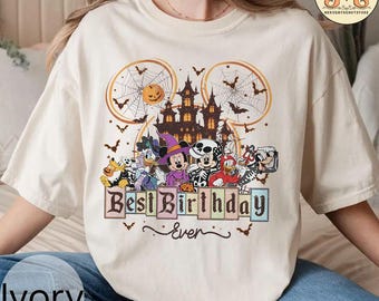 Mickey Mouse and Friends Spooky Birthday Shirt – Halloween Group Shirt – Matching Trick or Treat Tee – Retro WDW Haunted Birthday Shirt