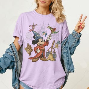 Zauberer Mickey 4 Park Disney Shirt, Fantasia Lehrling Mickey Mouse T-Shirt, Disneyland Urlaubsreise Geschenk Bild 16