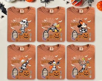 Camiseta vintage de Disney para Halloween: todos los personajes: Esqueleto, Mickey y sus amigos, Star Wars, Chip y Dale. Camiseta de fiesta sin miedo. Camiseta de Halloween.
