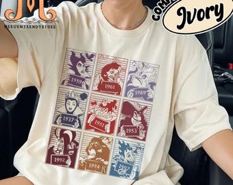 Camiseta retro de villanos de Disney, con foto policial, de "Bueno para ser malo", de villanos de Disney, de Úrsula, de la Reina Malvada, de Cruella de Vil y de viaje a Disney.