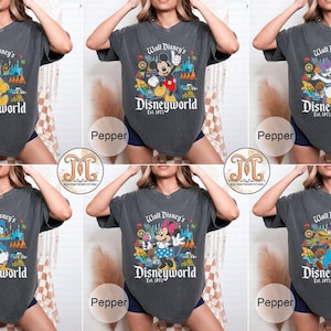 Retro Walt Disney&#39;s Disneyworld All Characters Shirt, Disneyland Shirt, Personalized Disney Tee, Disney Family Trip Tee, Mickey and Friends