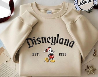 Embroidered Mickey Mouse Christmas Sweatshirt, Vintage Disneyland Holiday Crewneck, Disney Christmas Shirt, Cozy Embroidered Mouse Top