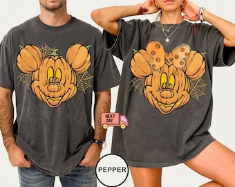 Retro Disney Mickey Mouse Halloween Shirt, Mickey Halloween Pumpkin Shirt, Disneyland Halloween Shirt, Halloween Pumpkin Shirt, Couples Tee