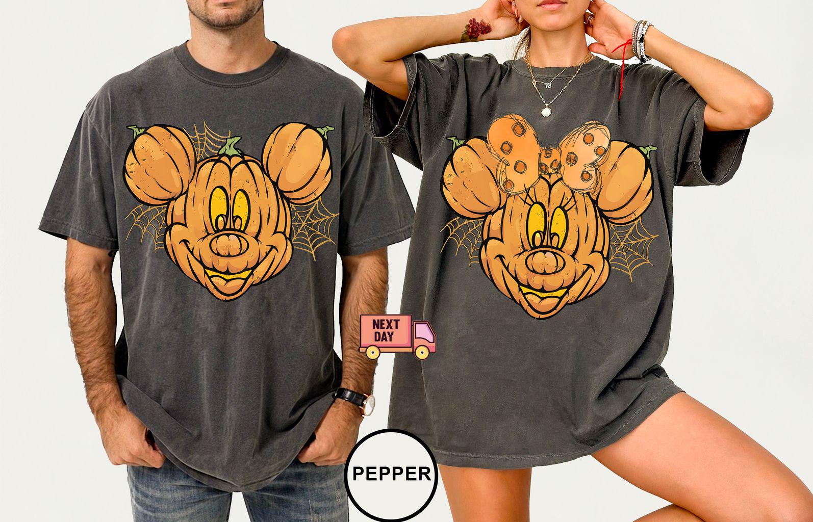 Retro Disney Mickey Mouse Halloween Shirt, Mickey Halloween Pumpkin Shirt, Disneyland Halloween Shirt, Halloween Pumpkin Shirt, Couples Tee