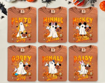 Camiseta de Halloween con calabaza de Disney para todos los personajes, Mickey y sus amigos, camiseta de fiesta de Halloween de Mickey no tan aterrador.