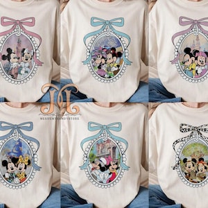 Mickey and Minnie Coquette Bow Disney Castle Shirt, Family Vacation, Animal Kingdom Shirt, Disney Epcot Shirt, Hollywood Studios Trip Shirt