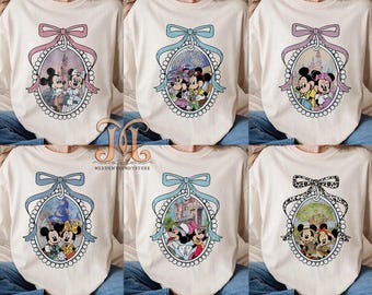 Mickey and Minnie Coquette Bow Disney Castle Shirt, Family Vacation, Animal Kingdom Shirt, Disney Epcot Shirt, Hollywood Studios Trip Shirt