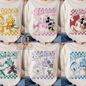 Vintage Disney Mickey & Friends Shirt, Checkered Mickey Tee, Disney World Shirt, Disneyland Tee, Disney Family Vacation Matching Shirts