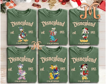 Vintage Disneyland Christmas All Characters Shirt, Mickey And Friends Christmas Shirt, Disney Christmas Family Shirts, Disney Trip Shirts