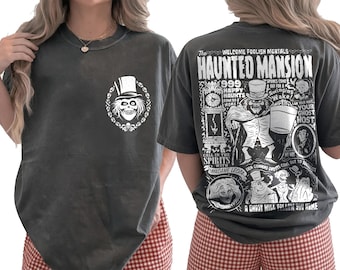 vintage Haunted Mansion recto-verso confort couleurs chemise, chemise pour salle d'étirement, chemise Haunted Mansion 1969, chemise cadeau Halloween Disneyland