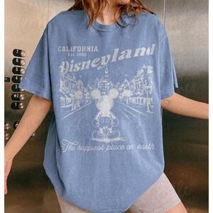 レトロなディズニーランドコンフォートカラーシャツ、ディズニーヴィンテージTシャツ、地球上で最も幸せな場所、ミッキーと仲間たちのTシャツ、スペースマウンテンディズニーバケーション 画像 13