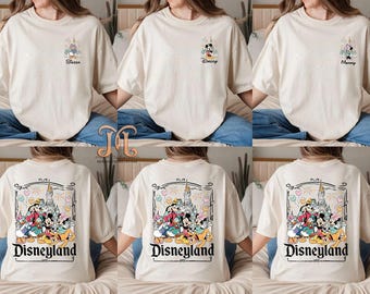Custom Disneyland Mickey And Friends Shirts, Custom Name Disney Family 2025 Shirts, Retro Disneyland Trip Shirts, Disney Trip 2025 Shirts