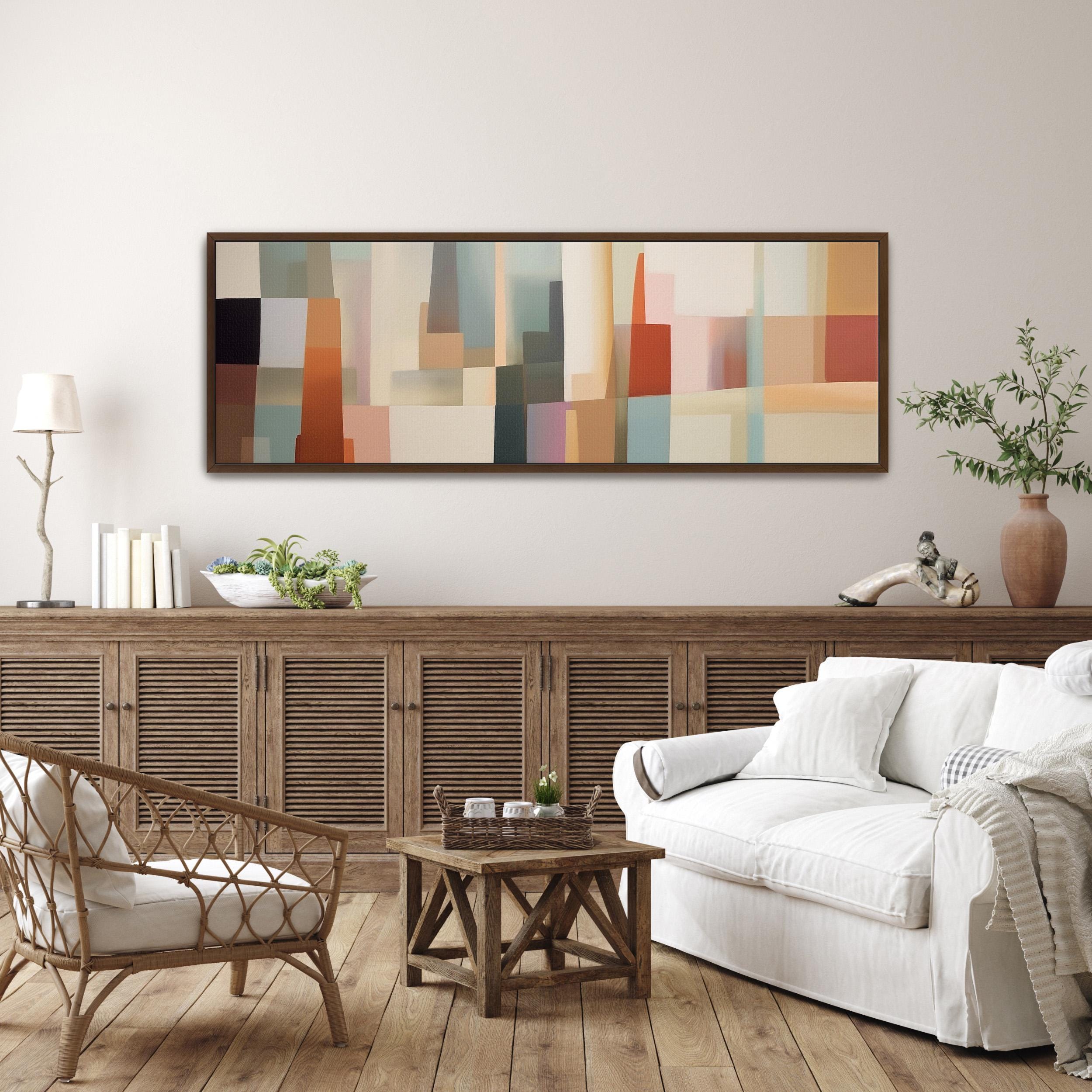 Mid Century Abstract Canvas Print, Large Horizontal Framed Wall Art - Etsy