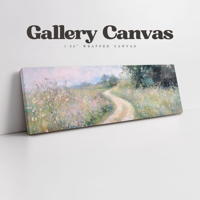 a painting of a dirt road in a field