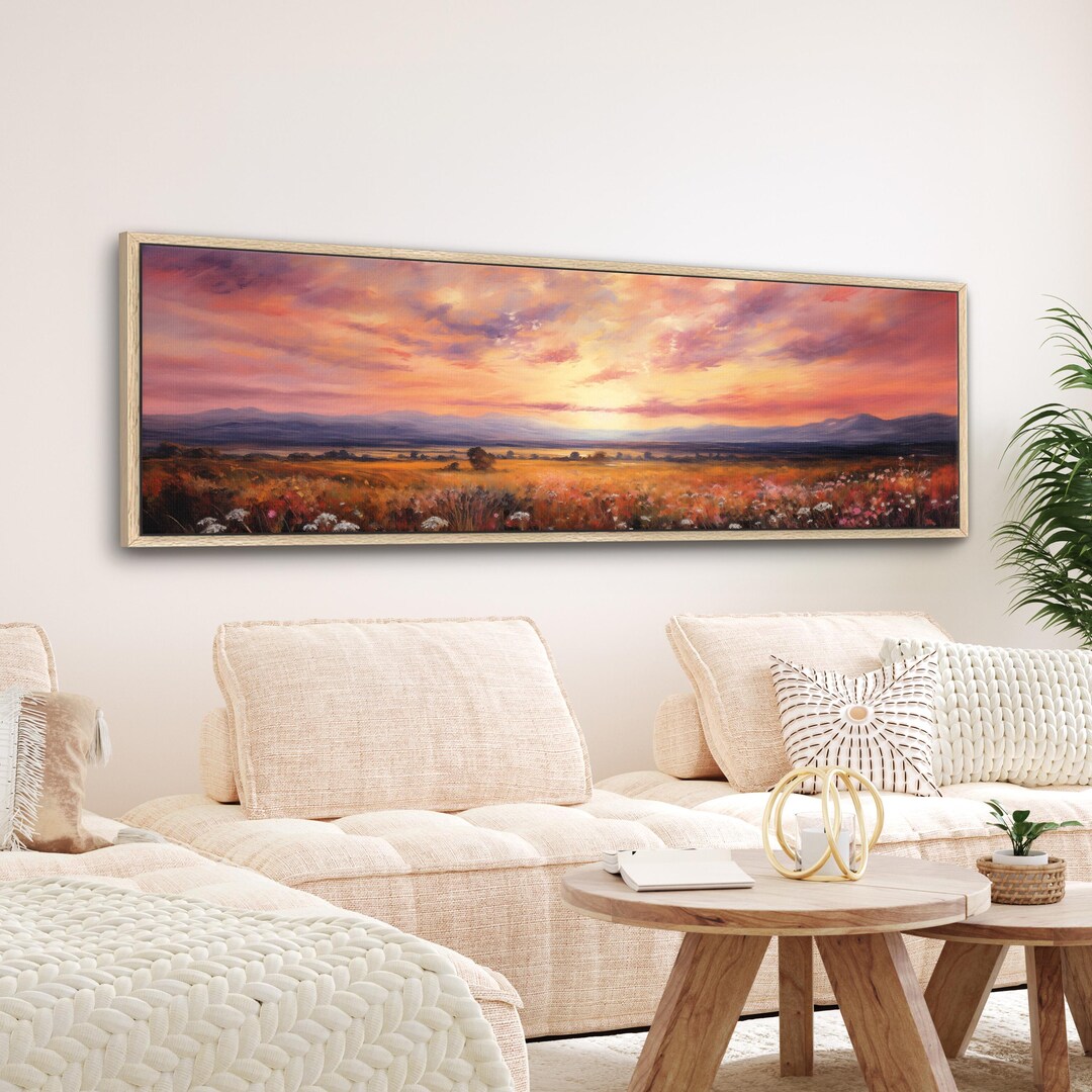 Sunset Landscape Wall Art - Large Framed Panoramic Canvas - Etsy