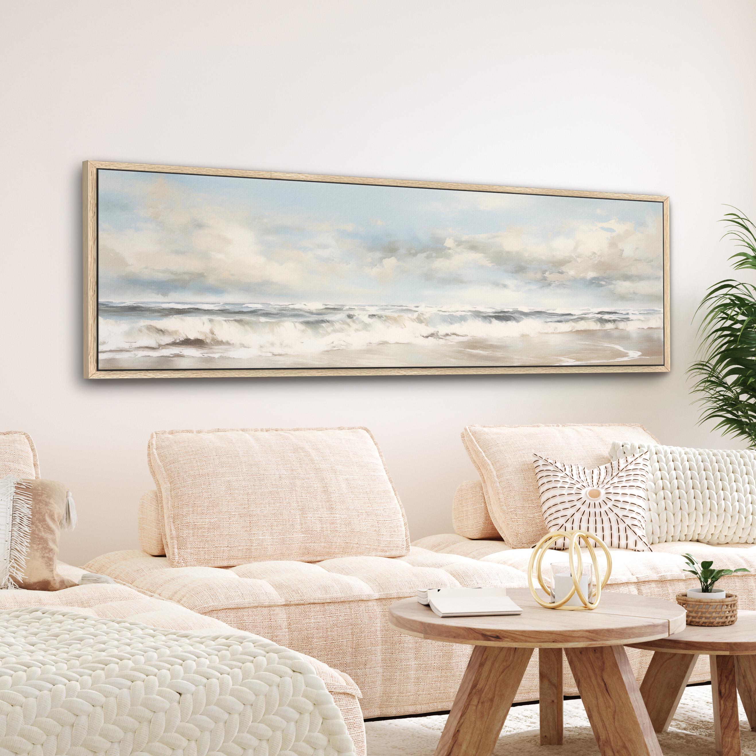 Minimalist Coastal Canvas Wall Art - Neutral Ocean Landscape - Etsy