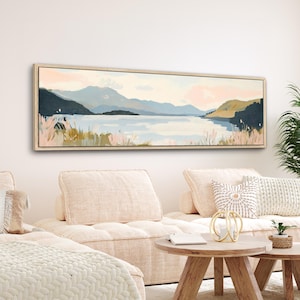 Abstract Lake Canvas Print | Minimal Neutral Large Wall Art | Modern Farmhouse Framed Canvas | Bedroom Above Bed Decor | #293