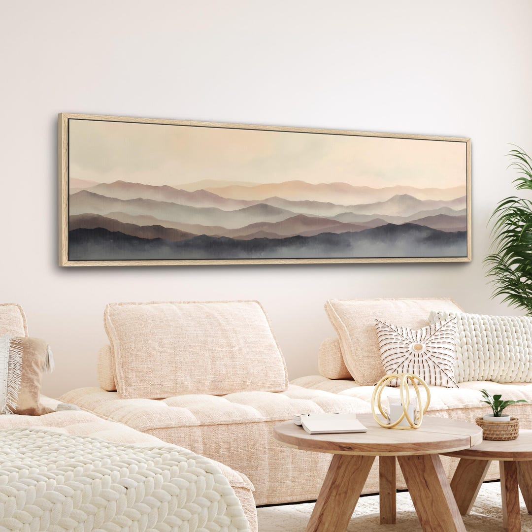 Misty Mountain Canvas Print - Soft Neutral Landscape Wall Art - Etsy