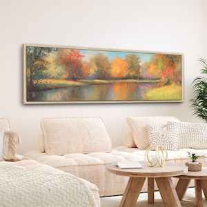 Autumn Landscape Canvas Print | Vintage Abstract Nature Wall Art | Large Modern Farmhouse Wall Decor | Above Bed Sofa Artwork | #219