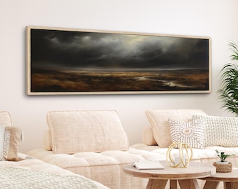 Country Landscape Canvas Print: Moody Vintage Wall Art Framed