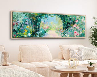 Lienzo impreso vintage de jardín de flores: Arte floral enmarcado para pared