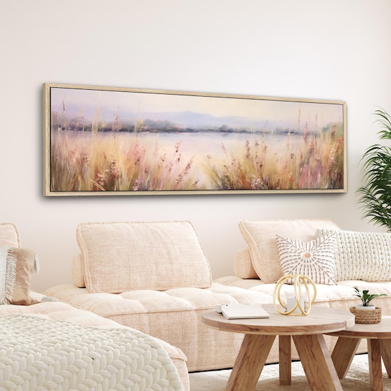 Misty River Canvas Print: Neutral Vintage Nature Landscape