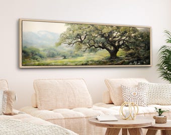 Country Landscape Canvas Print | Large Wide Narrow Horizontal Wall Art | Minimalist Vintage Farmhouse Decor | Living Room Artwork | #132