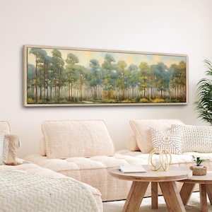 Forest Trees Canvas Print | Large Panoramic Horizontal Wall Art | Nature Landscape Framed Canvas | Above Bed Bedroom Decor | #154