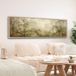 Abstract Trees Wall Art: Vintage Neutral Green Canvas Print