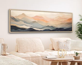Abstract Mountains Canvas Print | Minimal Neutral Pastel Wall Art | Modern Living Room Artwork | Above Bed Decor | #200