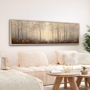 Forest Landscape Print: Modern Neutral Wall Art, Large Horizontal
